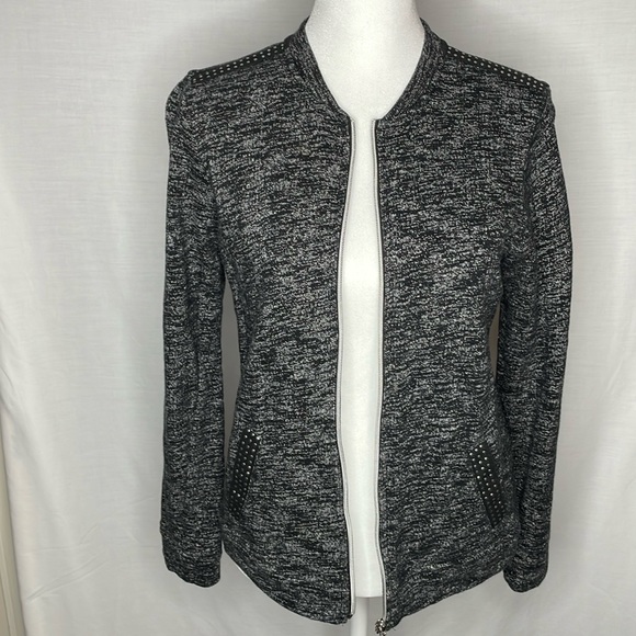 Onque Casual Black/Grey Tweed Knit Sweater Size Small - Picture 1 of 10
